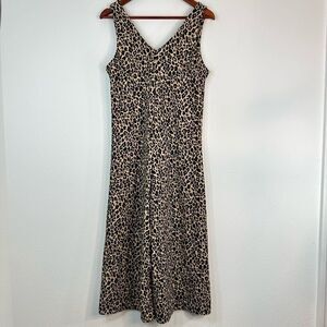 90s Mira &Co Leopard Print Wide Leg Cropped Jumpsuit Womens Medium Made in Italy